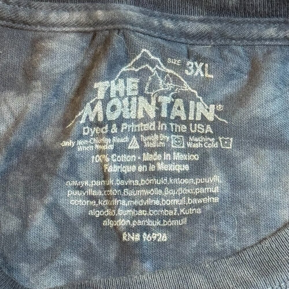 Vintage Y2K The Mountain Blue Tie Dye Wolf Moon Spirit Graphic T Shirt Men's 3XL - Picture 4 of 7